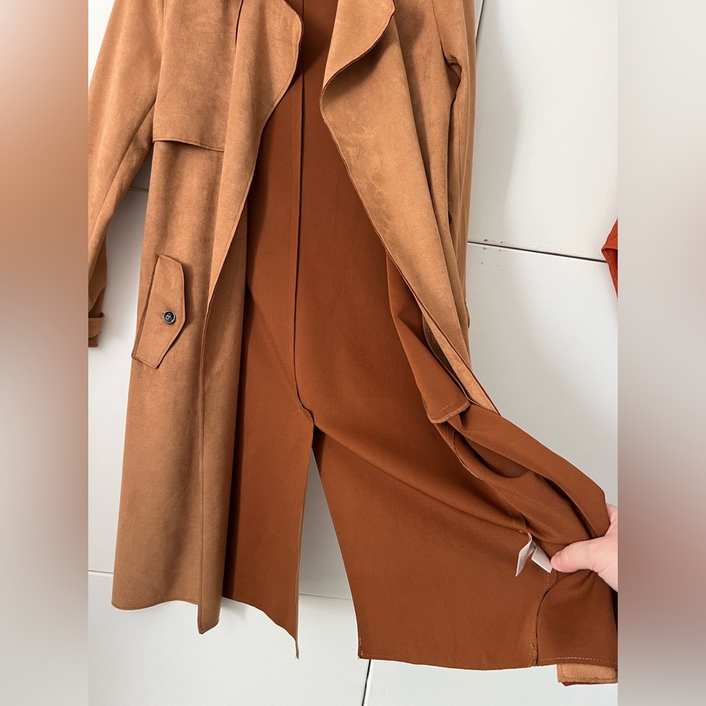 Tahari “Faux Leather” Coat with Pockets - Picture 15 of 17